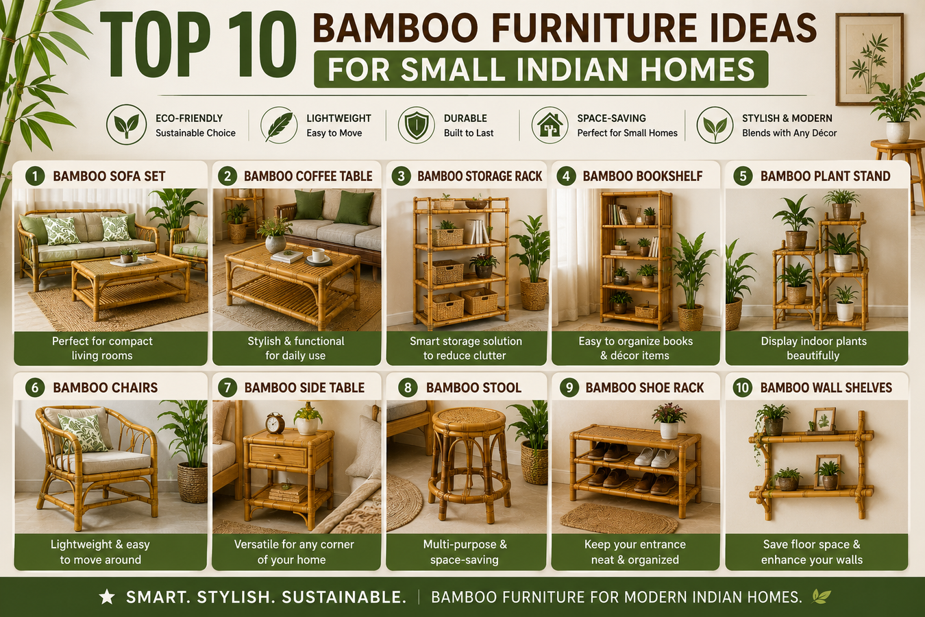 Top 10 Bamboo Furniture Ideas for Small Indian Homes