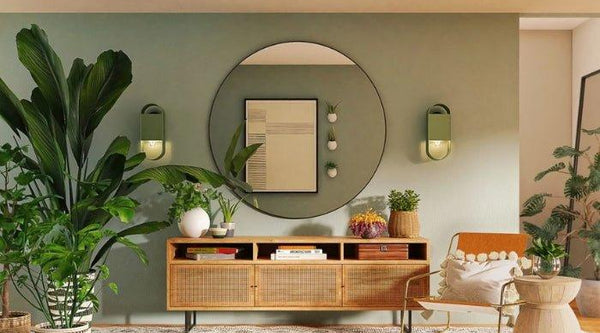 bamboo furniture with indoor plants home decor india