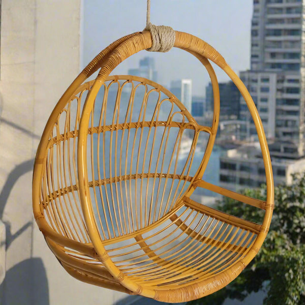 Wicker hanging chair on a white background