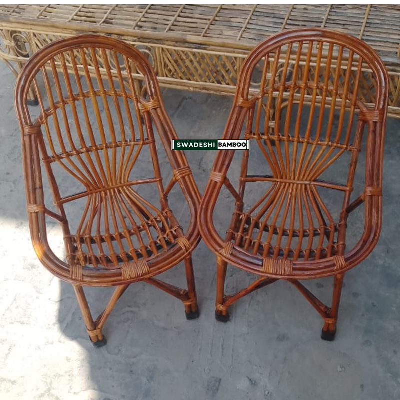 Swadeshi Bamboo Cane Rattan Arm Queen Chair (Set of 1) for Home, Office, Restaurant, Hotel, Garden & Balcony