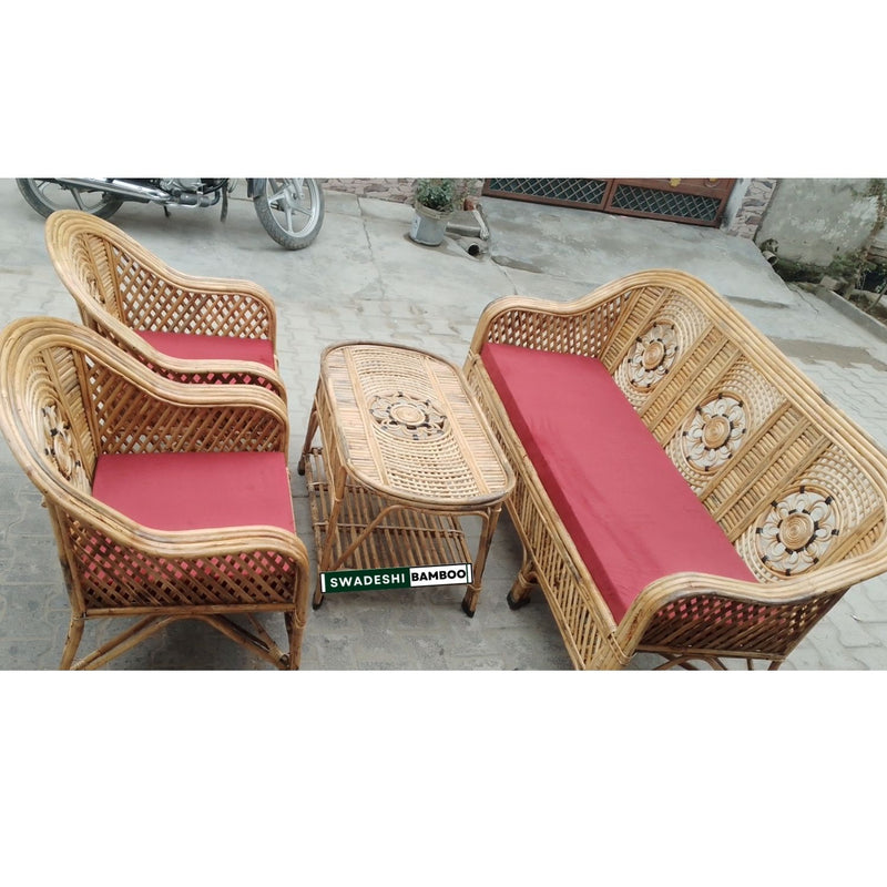 Bamboo 5 Seater Designer Sofa Set with table For Home, Living Room, Garden