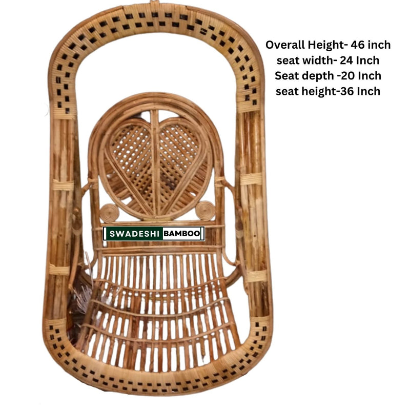 Swadeshi Bamboo Cane big Swing Jhula| Indoor and Outdoor swing | Rattan Cane Jhula for Balcony, Patio, Livingroom, Cafe