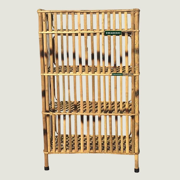 Bamboo Designer Rack I Strong Shoe Rack I 4-Tier Shelf Stand I Utility Rack I Bookshelf Rack for Office - swadeshibamboo