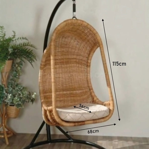 Indoor and Outdoor Bamboo Cane Hammock Swing Chair - 1-Seater Bunai Jhula,