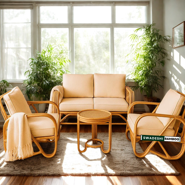 Bamboo Sofa Set with Coffee Tea Table for Living Room (2+1+1)