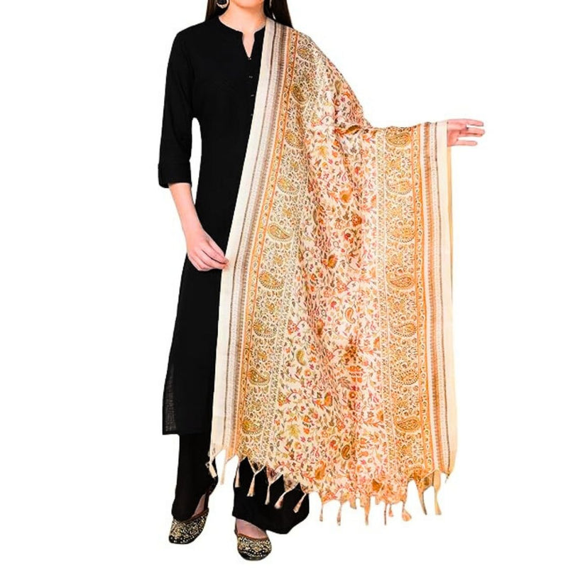 Block print Handloom Art Silk Dupatta (Peach)