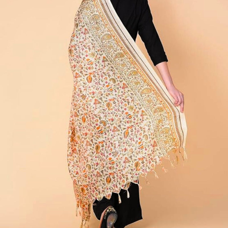 Block print Handloom Art Silk Dupatta (Peach)