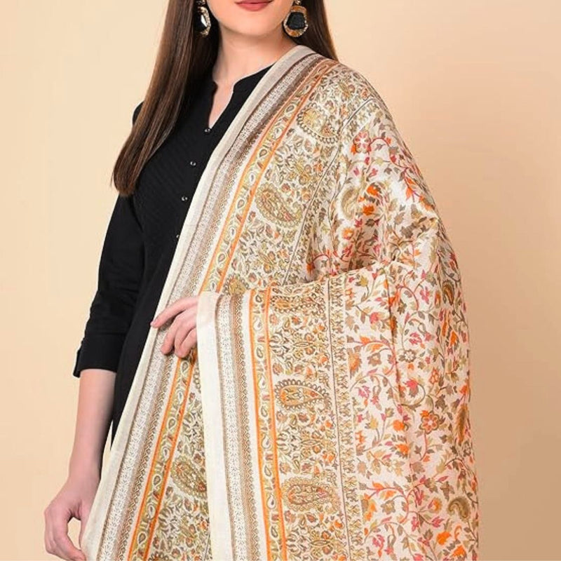 Block print Handloom Art Silk Dupatta (Peach)