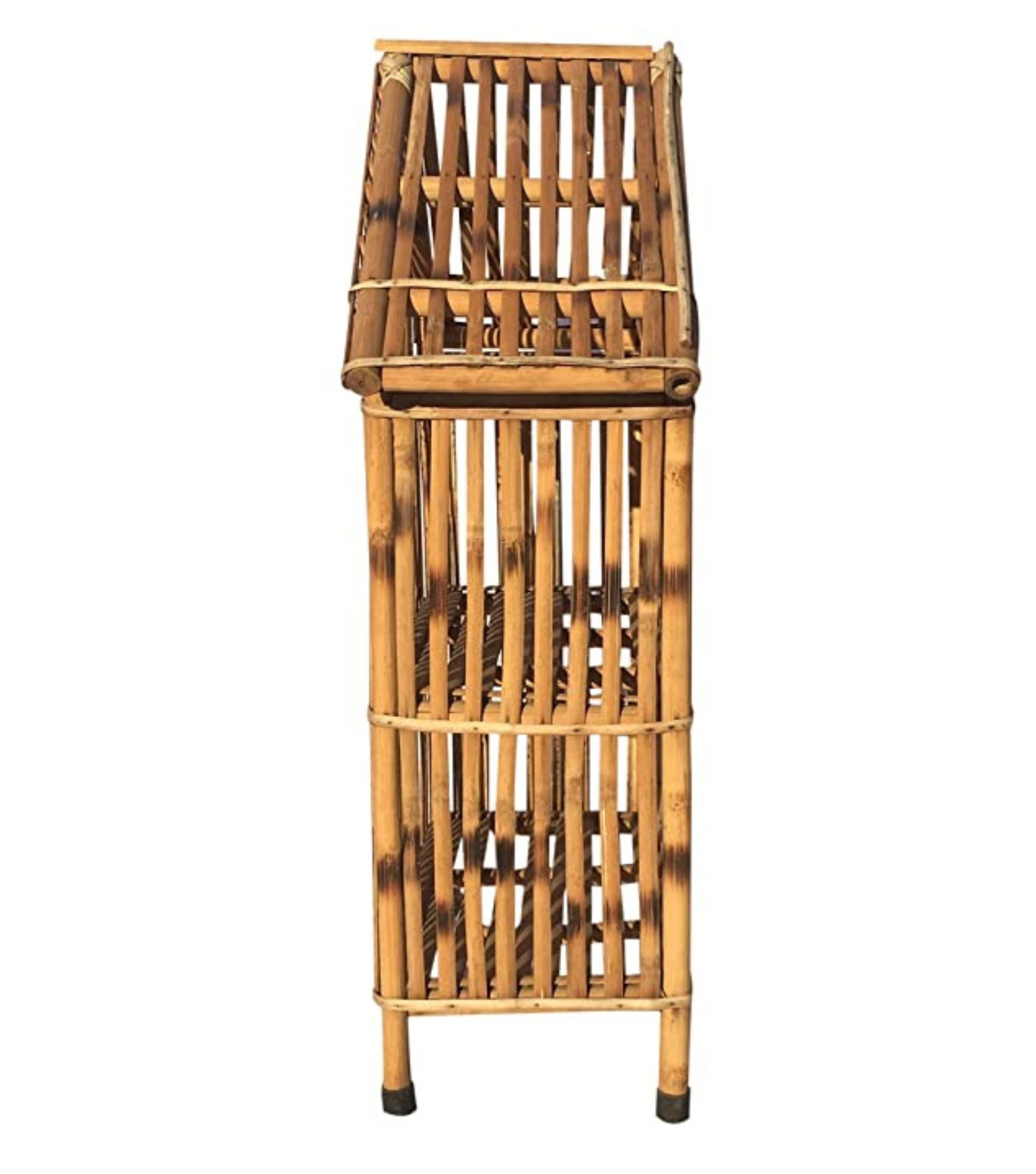 Natural Cane Bamboo Hut Shape Rack of 3 Shelves,