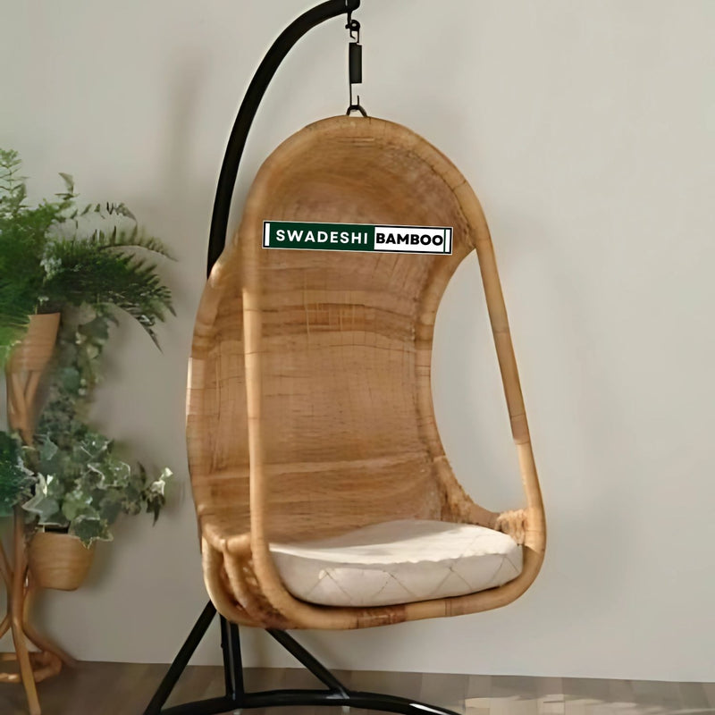 Indoor and Outdoor Bamboo Cane Hammock Swing Chair - 1-Seater Bunai Jhula,