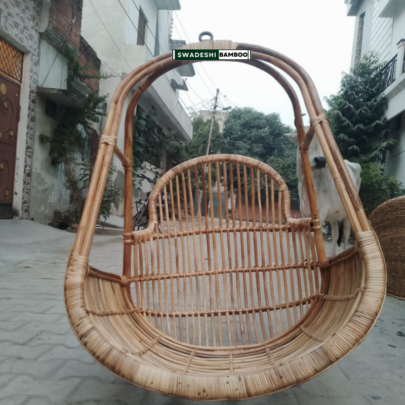 Swadeshi Bamboo Cane single Swing Chair for Adults