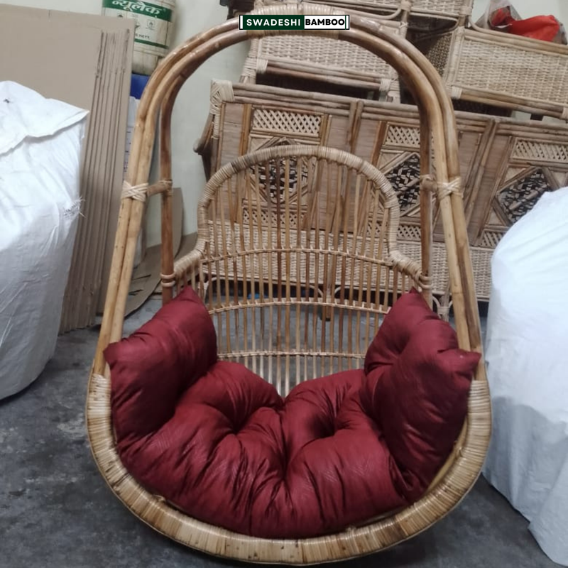 Swadeshi Bamboo Cane single Swing Chair for Adults