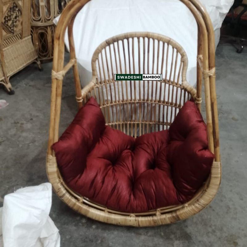 Swadeshi Bamboo Cane single Swing Chair for Adults