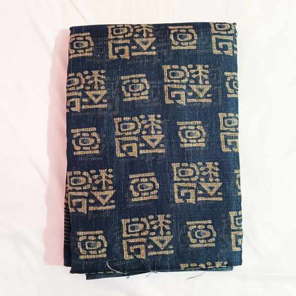 Handloom Bamboo Khadi Cotton Saree with Plain Blouse (Navy Blue)