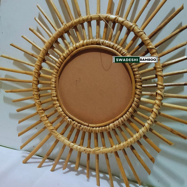 Swadeshi Bamboo Sun Mirror, Rattan Mirror Boho Mirror