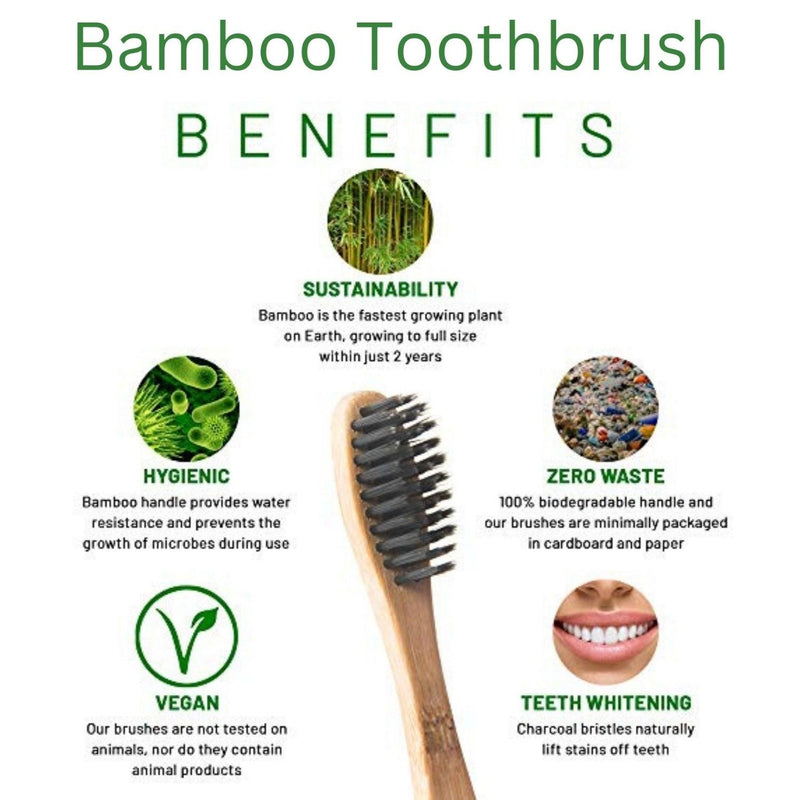 Wooden Bamboo Toothbrush | Pack of 4 | Ultra-Soft Bristles | BPA Free | Biodegradable and Compostable - swadeshibamboo