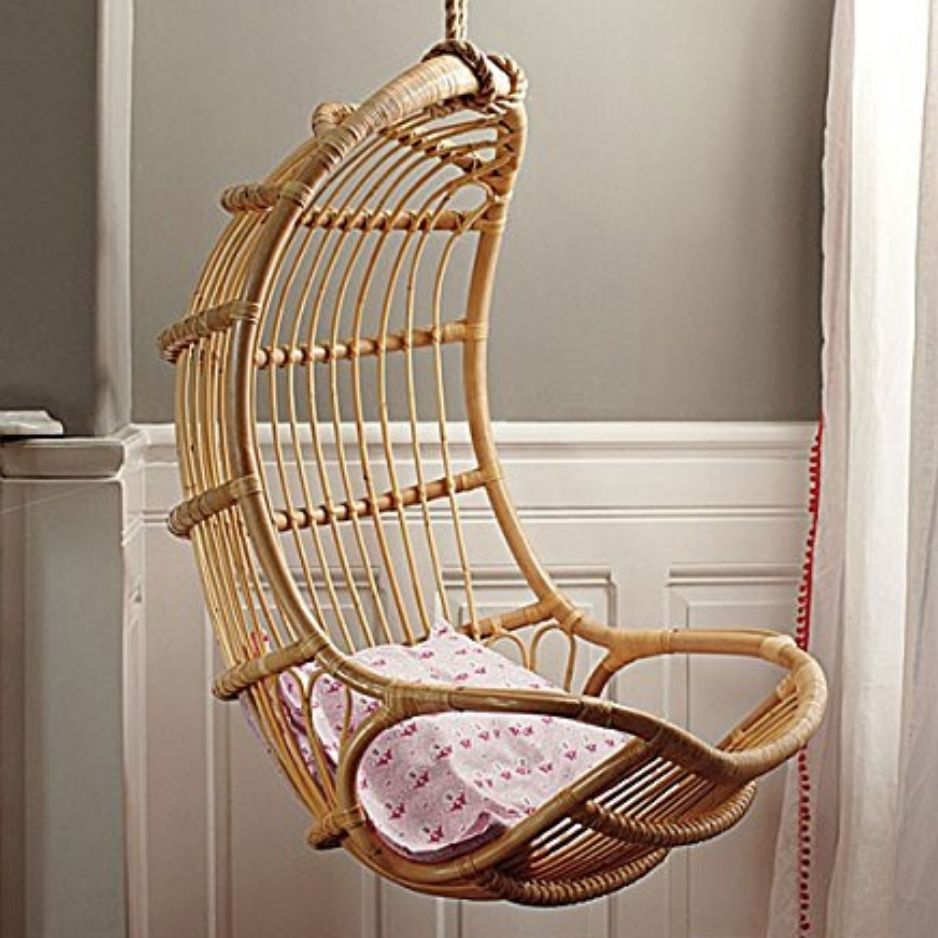 Bamboo Cane Swing jhula | Single Seater Cane Wood Swing Chair | Jhula for Home, Balcony, Garden, terrace and office | Size- Large