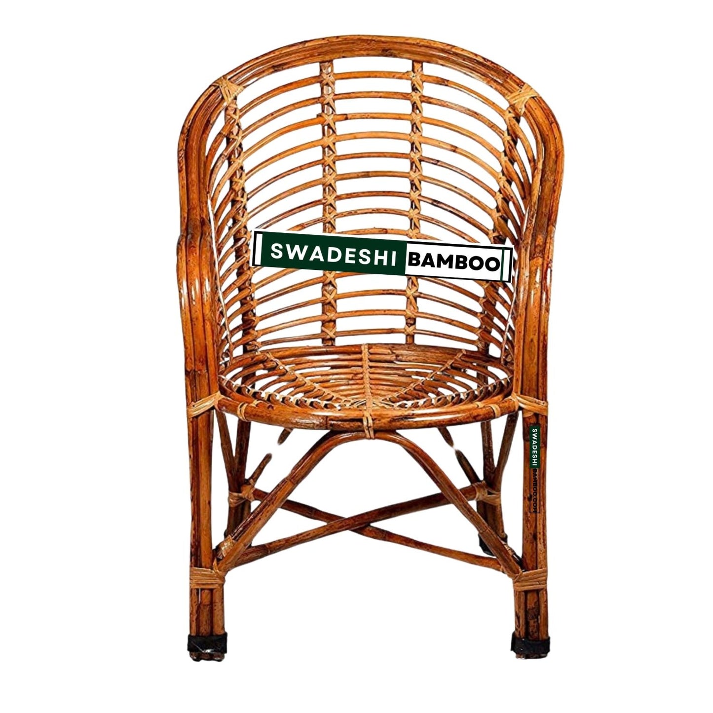 Swadeshi Bamboo Cane Rattan Arm Designer Heena Chair for Home, Office