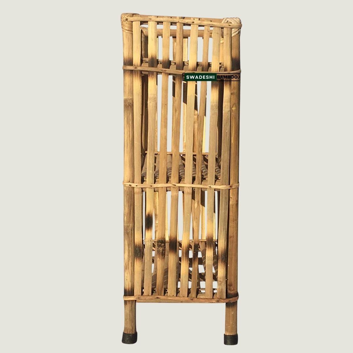 Bamboo Cane wooden 3 Shelves Bookshelf | Home Decor I Storage Organizer for Room, Office Files - swadeshibamboo