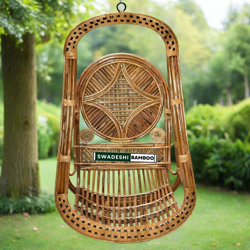 Swadeshi Bamboo Cane Swing Jhula | | Indoor and Outdoor swing | Rattan Cane Jhula for Balcony, Patio, Garden