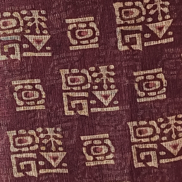 Handloom Khadi Cotton Saree Block print with Plain Blouse (Maroon)