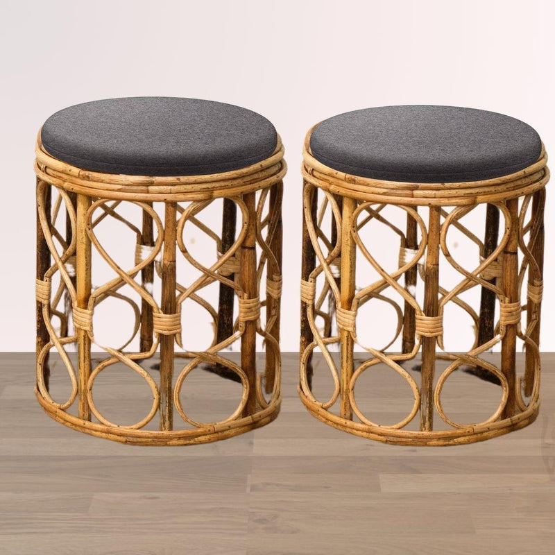 Bamboo Stool muda | Cane round Muda for Living Room, Balcony and Garden - swadeshibamboo