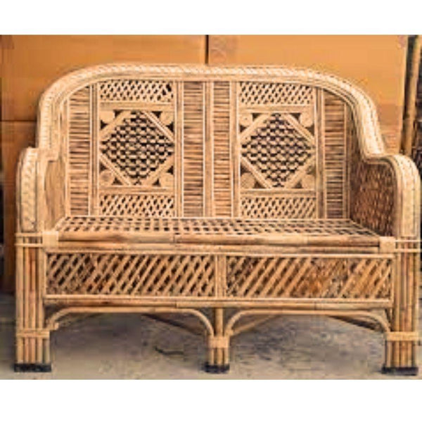 Swadeshi Bamboo Cane Rattan Sofa 2 Seater Couch for Home office Balcony & garden, reception, Hotel & Resort - swadeshibamboo