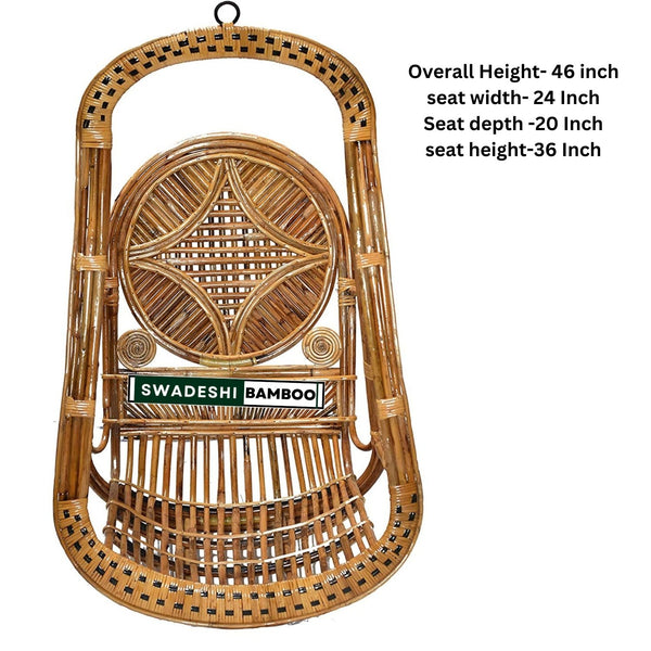 Swadeshi Bamboo Cane Swing Jhula | | Indoor and Outdoor swing | Rattan Cane Jhula for Balcony, Patio, Garden