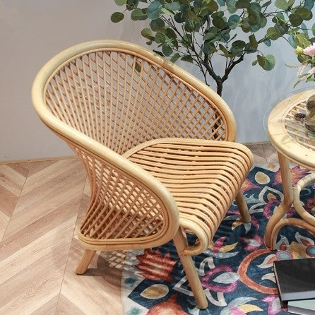 Modern Design Bamboo Cane Chair & Center Table Set