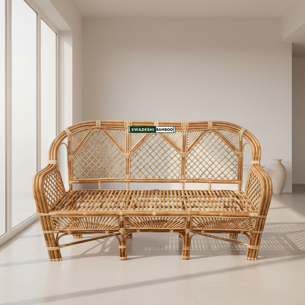 Bamboo 3 Seater Cane Sofa