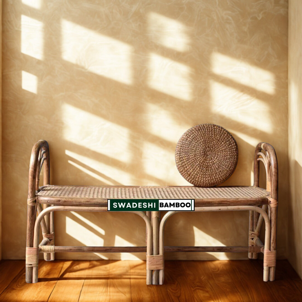 Vintage Bamboo Cane Bench