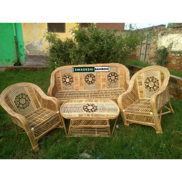 Bamboo 5 Seater Designer Sofa Set with table For Home, Living Room, Garden