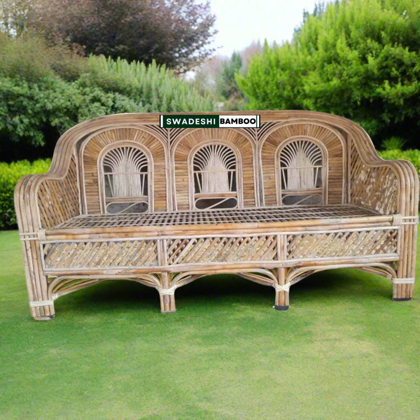 3-Seater Sofa Couch for Home, Living Room, Garden, Office with Cushion (Rajdarbar Design)