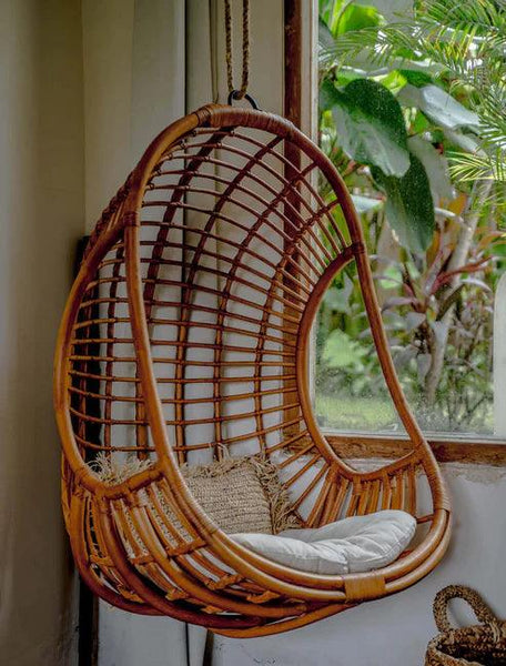 Bamboo Single seater Adult Swing I Rattan Cane Swing Chair Jhula - swadeshibamboo