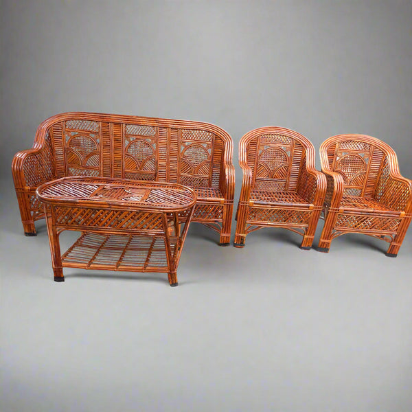 Bamboo Cane sofa set with Table