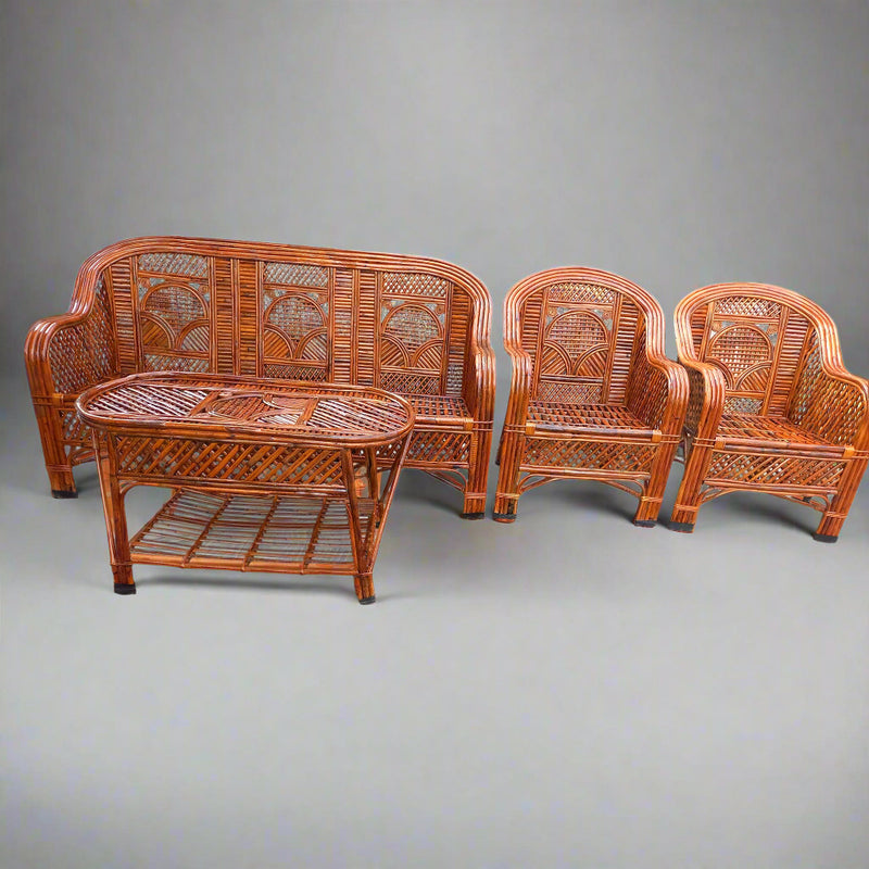 Bamboo Cane sofa set with Table