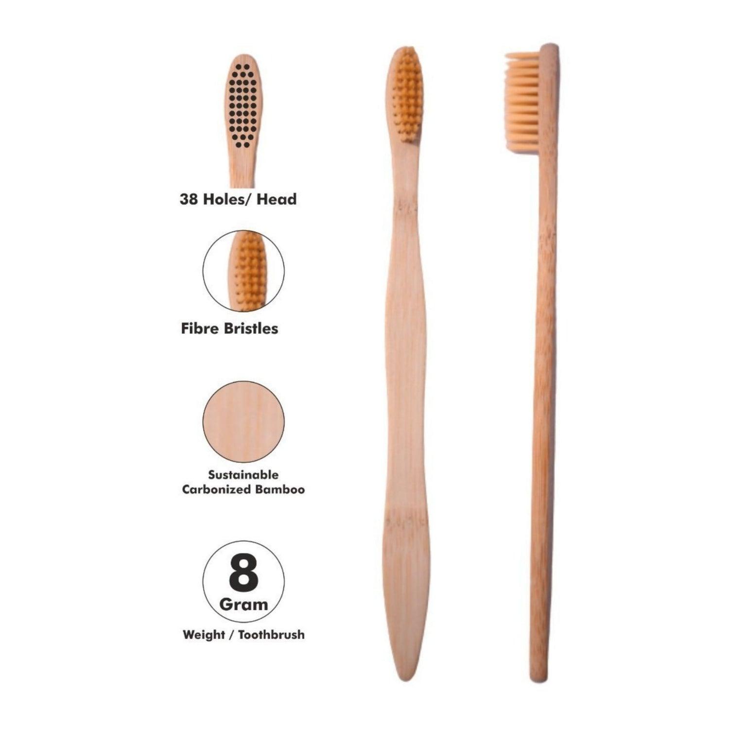 Wooden Bamboo Toothbrush | Pack of 2 | Ultra-Soft Bristles | BPA Free | Biodegradable and Compostable - swadeshibamboo