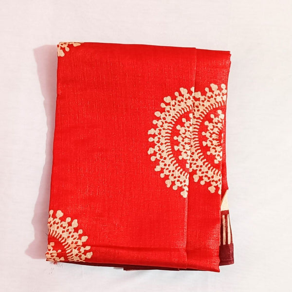 Block print Handloom Art Silk Dupatta Pink (Orange)