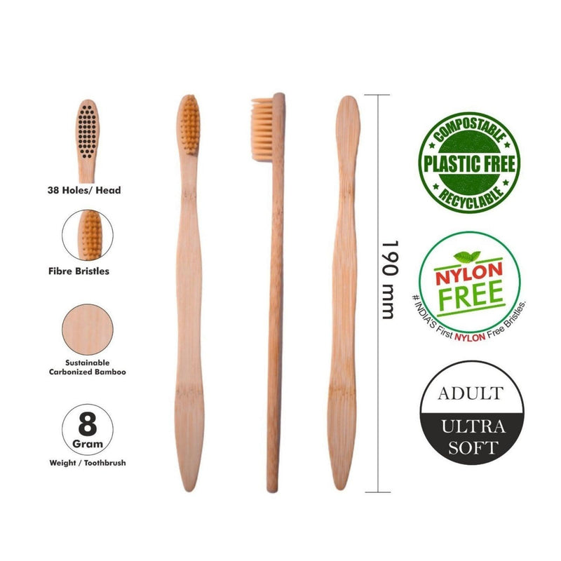 Wooden Bamboo Toothbrush | Pack of 1 | Ultra-Soft Bristles | BPA Free | Biodegradable and Compostable - swadeshibamboo