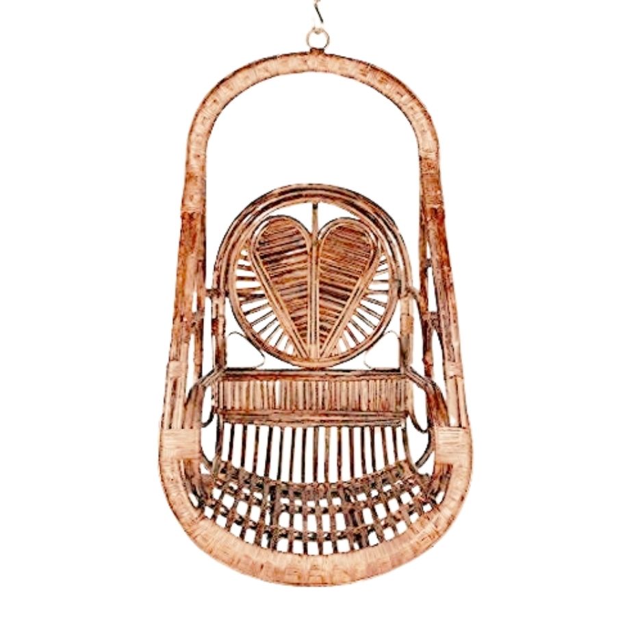 Swadeshi Bamboo Cane big Swing Jhula | Single Seater Cane Wood Swing Chair | Indoor and Outdoor swing | Rattan Cane Jhula for Balcony, Patio, Livingroom, Cafe