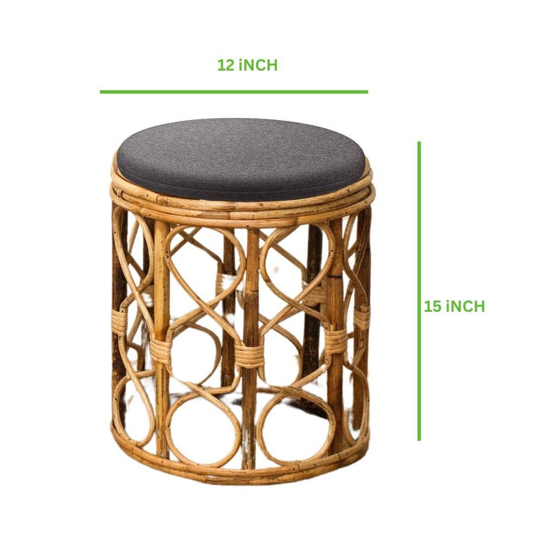 Bamboo Stool muda | Cane round Muda for Living Room, Balcony and Garden - swadeshibamboo