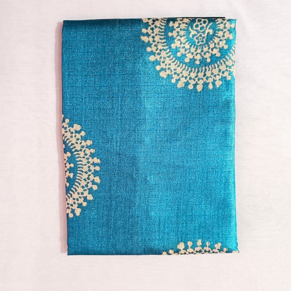 Block print Handloom Art Silk Dupatta (Blue)
