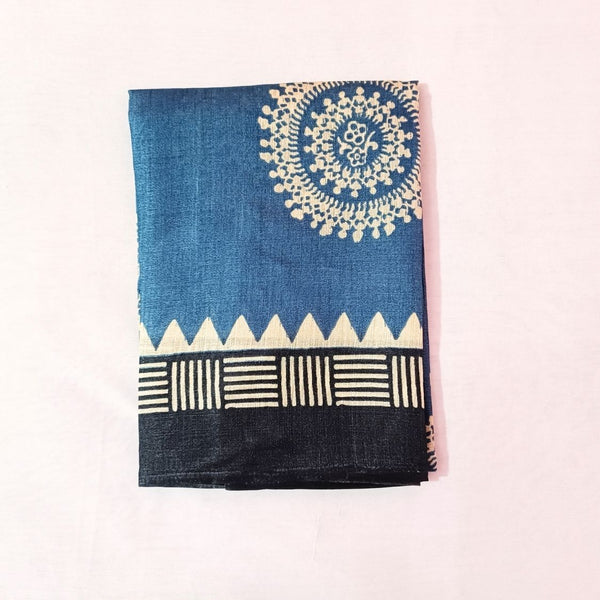 Block print Handloom Art Silk Dupatta (Blue) I Women's Printed Dupatta