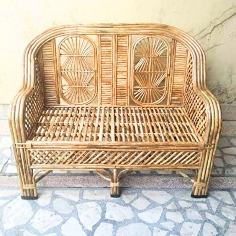 Swadeshi Bamboo Cane Rattan Sofa 2 Seater Couch for Home office Balcony & garden, reception, Hotel & Resort - swadeshibamboo