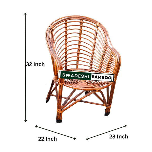 Swadeshi Bamboo Cane Rattan Arm Designer Heena Chair for Home, Office