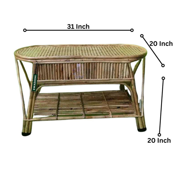 Swadeshi Bamboo Cane Wicker Center Table | Tea, Coffee Table for Home, Balcony, Office, Room, Garden, and Balcony - swadeshibamboo