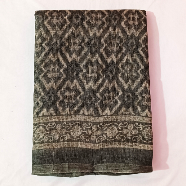 Printed Khadi Cotton Saree With Plain Blouse