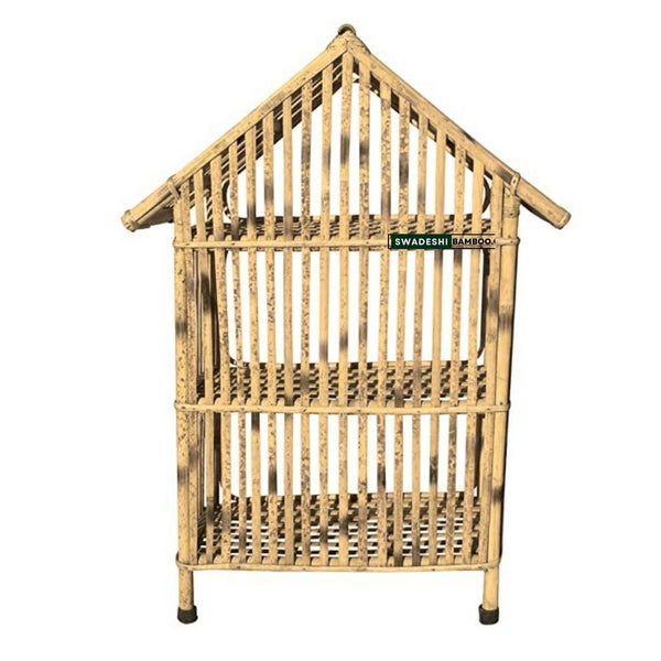 Natural Cane Bamboo Hut Shape Rack 3 Shelves - swadeshibamboo