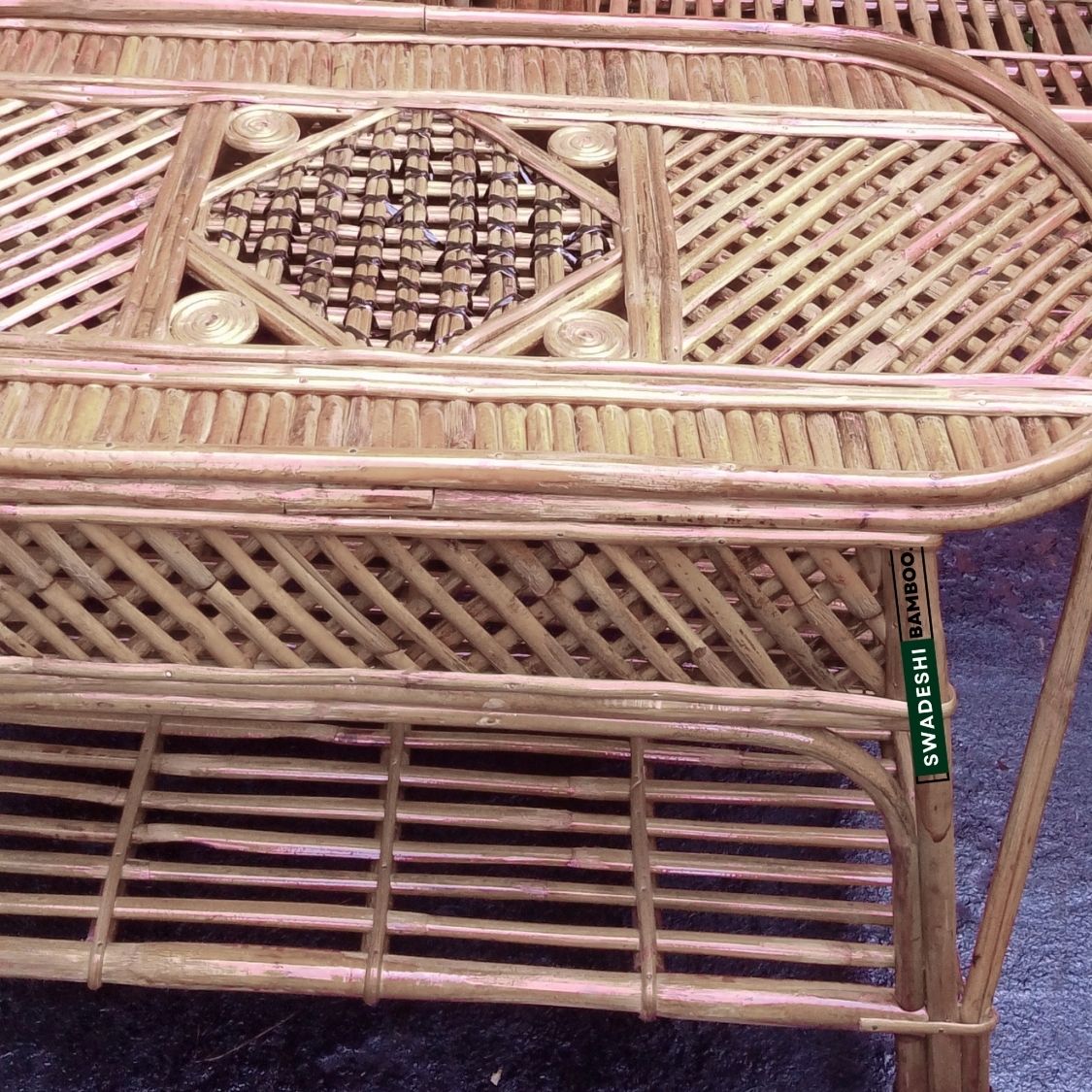 Swadeshi Bamboo Cane Wicker Center Table | Tea, Coffee Table for Home, Balcony, Office, Room, Garden, and Balcony