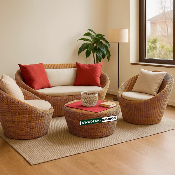 Modern Apple Weaving bamboo Sofa Set With Cushion | Modern Bamboo Funiture For Living Room, Office